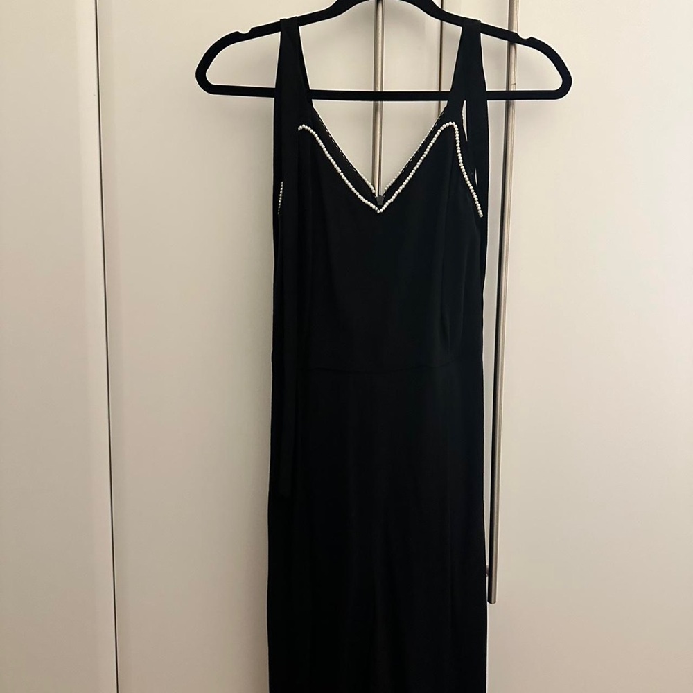 SANDRO ELLANDE JUMPSUIT WITH BEADED V NECK - Picture 9 of 13